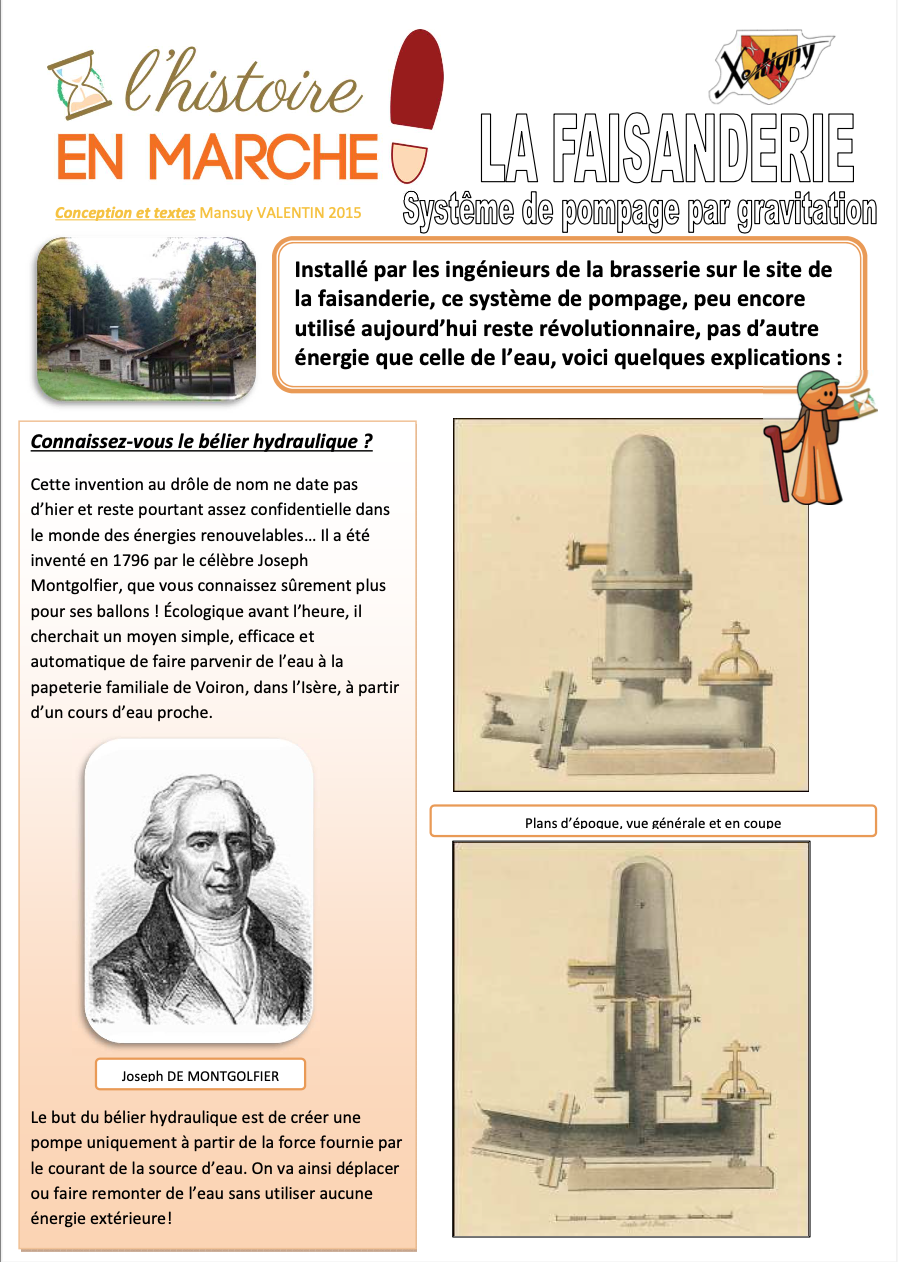 La faisanderie : système de pompage par gravitation (bélier hydraulique)